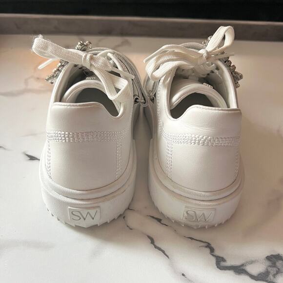 Stuart Weitzman White Shine Buckle Sneaker Size 6 - Picture 5 of 11